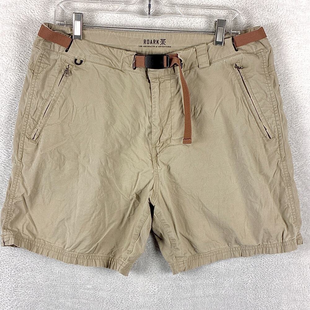 Roark Shorts Mens 34 Khaki Campover Belted Ripstop Outdoor Trekking Huckberry